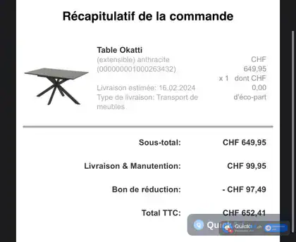 Table extensible étanchéité — Photo 2